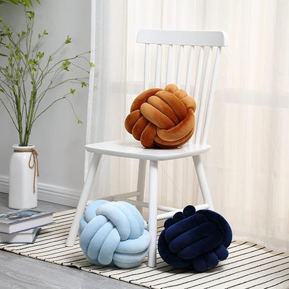 Petrella Knot Pillows Ball Round Throw Pillows Home Decor Cushion Decorative Aesthetic Throw Pillows，ice Blue 11inch