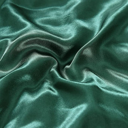 NTBED Silky Satin Comforter Set Queen Dark Green, Soft Lightweight Microfiber Luxury Sexy Quilted Bedding Sets with 2 Matching Pillow Covers for Summer Spring Autumn