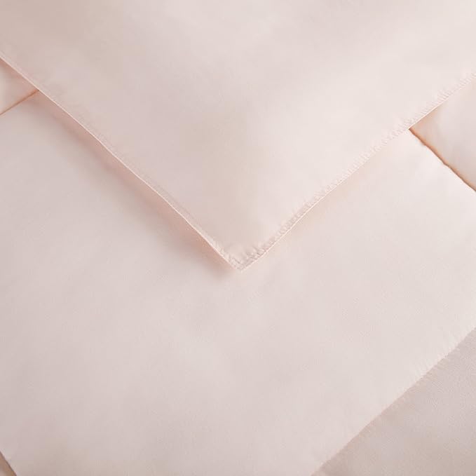 SERTA Simply Clean Ultra Soft Hypoallergenic Solid 3 Piece Comforter Set, King, Blush