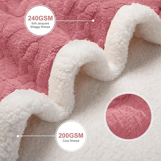 Queen Size Electric Blanket 84"X90" Pink - Soft Thick Warm Sherpa Heated Blanket for Winter with Dual Control, 5 Heating Levels & 10hrs Auto Off for Women, Overheat Protection for Bed