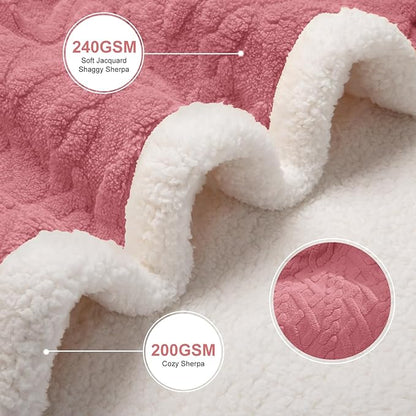 Heated Throw Blanket 50"X60" Pink - Soft Thick Warm Sherpa Electric Blanket for Winter with 5 Fast Heating Levels & 4hrs Auto Off for Women, Machine Washable & ETL Certified for Office Chair