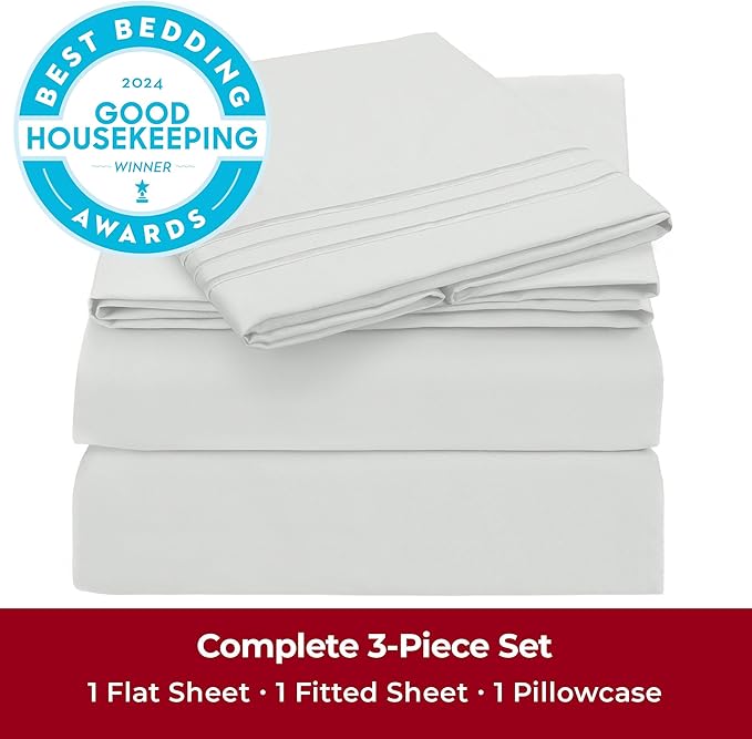 Mellanni Twin XL Sheets Set - 3 PC Iconic Collection Bedding - Hotel Luxury, Extra Soft, Cooling Bed Sheets - Wrinkle, Fade, Stain Resistant (Twin Extra Long, Ivory)