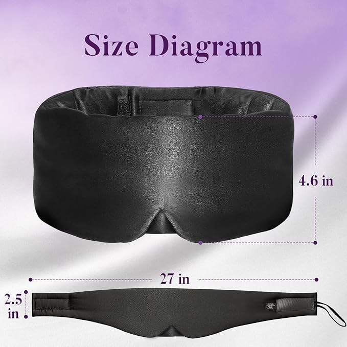 Sleep Mask for Side Sleepers, Blackout Eye Mask with Soft & Breathable Fabric, Comfort-Fit Nose Bridge & Adjustable Strap for Women and Men (Black)