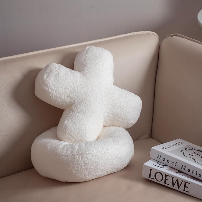 XO Pillow Plush, White Throw Pillows Valentine's Day Decorative Hugs and Kisses, Cute Pillows Romantic Home Décor for Sofa, Bedroom, Living Room 12.5x12.5 Inch Set of 2