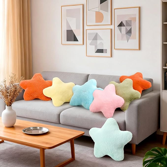 8 Pack Star Shaped Throw Pillow Gifts Decorations Mix Various Color Star Plush for Bed Sofa Cute Throw Pillow Plush for Floor Room Sleepover Bedroom Living Room(Classic)