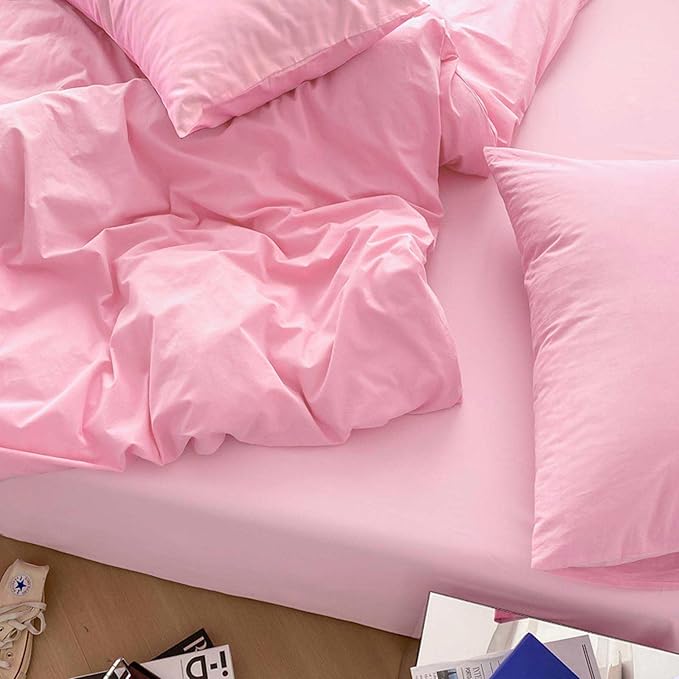 Nanko Full Size Comforter Set Pink, All Season Soft Reversible Down Alternative Quilted Duvet Insert, Thin Lightweight Bed Bedding Sets in a Bag, Modern Style for Women Men Teen, 80 x 90 inch Plush