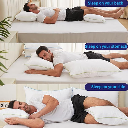 Bed Pillows Standard Size Set of 4,for Sleeping, Adjustable Standard Pillows 4 Pack with Zipper, Cooling Hotel Quality with Premium Soft Down Alternative Fill