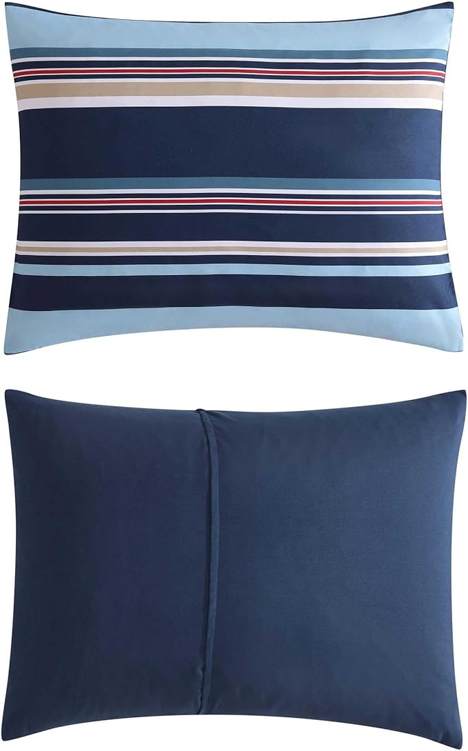 Nautica - King Comforter Set, Ultra Soft Bedding with a Woven Textured Feel, Medium Weight for Year Round Comfort, 5 Piece Bed Set with Matching Pillowcases & Bonus Throw Pillows (Colton Blue)