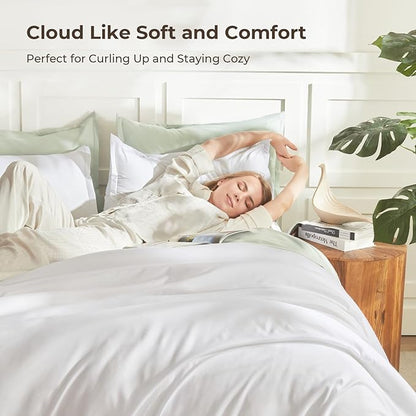 Litanika California King Comforter Set White - 3 Pieces Cal King Lightweight Soft Plain Bed Comforter, Oversized Down Alternative Bedding Set - Machine Washable (104x96In, 2 Pillowcases)