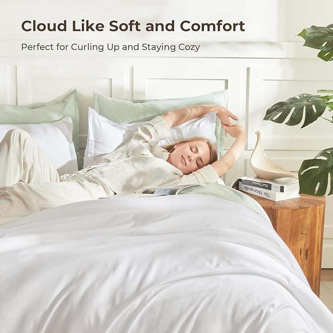 Litanika White Oversized King Comforters Super King Size, 3 Pieces Lightweight Solid Bedding Comforter Set, All Season Fluffy Bed Set (120x120In Comforter & 2 Pillowcases)