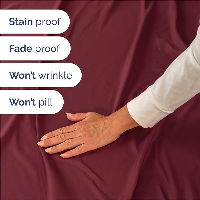 Split King 7 Piece Sheet Set - Comfy Breathable & Cooling - Soft Hotel Luxury Bedding Set with 8-16 Inch Deep Pockets - 1 Flat & 2 Fitted Sheet & 4 Pillowcases - Wrinkle Free & Easy Care - Burgundy
