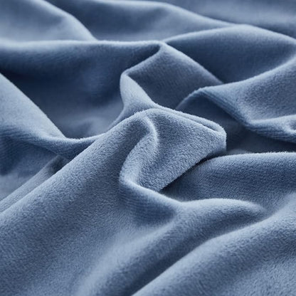 CLOTHKNOW Blue Fluffy California King Comforter Set Velvet Bedding Comforter Sets Lake Blue Comforter with 2 x Pillow Cases