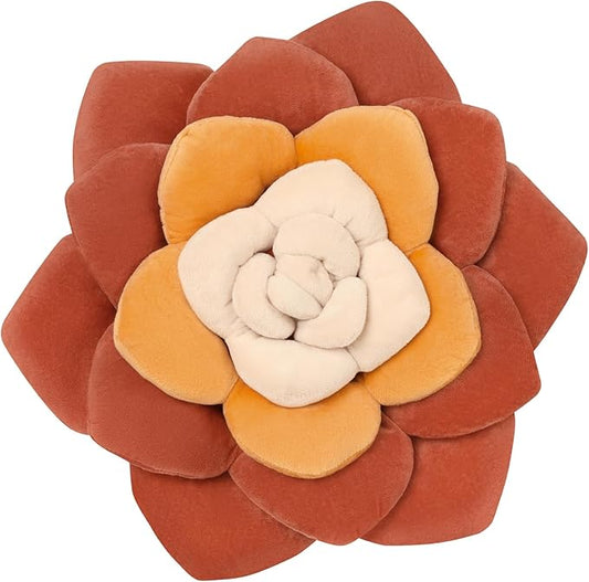 Flower Throw Pillow - 17.8" Plant Shaped Cushion, Soft Plush Decorative Pillow for Bedroom & Living Room, Unique Purple Design, Home Decor Accen