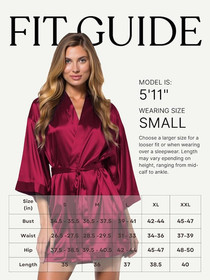 Turquaz Women's Bride Bridesmaids Silky Robe Satin Kimono Robes for Women Lingerie
