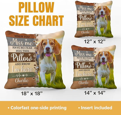 Pawfect House Custom Photo Hug This Pillow and Feel Me Here, Personalized Pet Memorial Throw Pillow (Insert Included), Pet Memorial Gifts for Dogs, Cat Remembrance Gifts, Dog Loss Sympathy Gift
