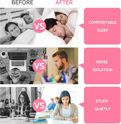 LYSIAN Ultra Soft Foam Sleep Earplugs, 38dB SNR Noise Reduction Ear Plugs for Sleeping, Mowing, Shooting-60 Pairs,Double Color Pink/White
