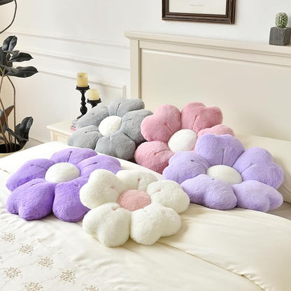 Flower Pillow, Flower Shaped Pillow Decorative Throw Pillows for Bed Couch, Cute Daisy Pillow Dorm Decor Floor Seating Cushion (Grey, 19.6 Inches)