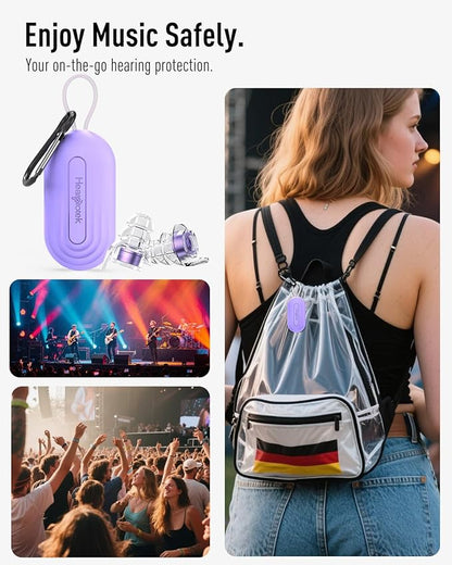 Hearprotek Concert Ear Plugs, 2Pairs Reusable high Fidelity Musician Ear Plugs for Concerts Loud Music-Noise Reduction Ear Protection earplugs for Rave,Festival,Music,Tinnitus Relief
