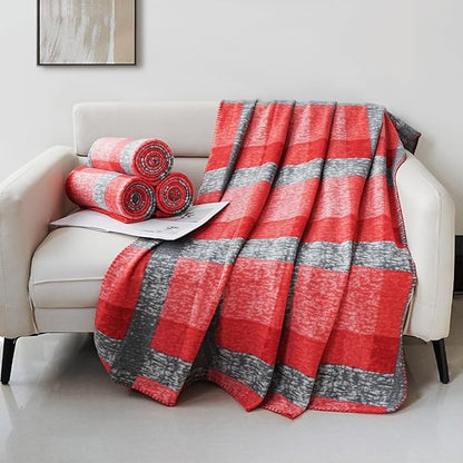 ZYFZCYBL Fleece Throw Blankets for Couch Bulk Lightweight Warm Soft Cozy Blanket 6 Pack Bulk Fleece Blanket Solid for Bed Couch Office Gifts Outdoor 50 x 60 inch （Red and Grey）