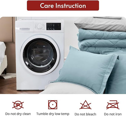 MUXHOMO 5 Pieces Twin XL Comforter Set, Reversible Bed in a Bag Twin XL Size, All Season Bedding Set with Comforter, Flat Sheet, Fitted Sheet, Pillowcases & Shams, Greyish Blue & Light Grey