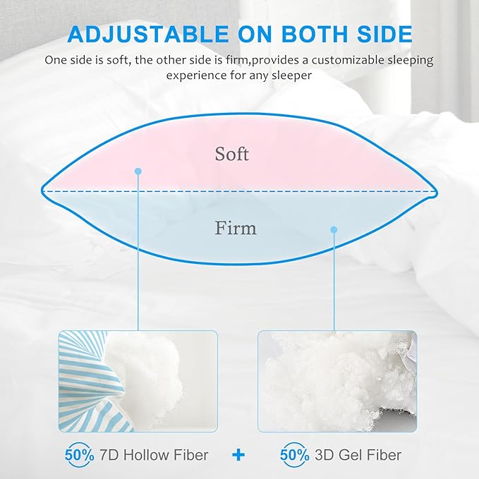 EIUE Bed Pillows for Sleeping 4 Pack，Pillows for Side and Back Sleepers,Super Soft Down Alternative Microfiber Filled Pillows (Sky Blue, Queen (Pack of 4))