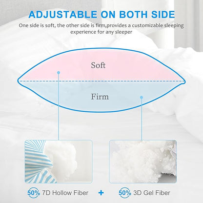 EIUE Bed Pillows for Sleeping 4 Pack，Pillows for Side and Back Sleepers,Super Soft Down Alternative Microfiber Filled Pillows (Sky Blue, Queen (Pack of 4))