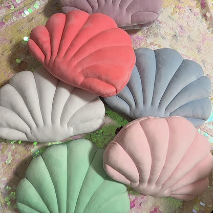 YRXRUS Peach Pink Seashell Pillow, Patio Accent Ocean Series, Ultra Soft Velvet Cushion for Bed, Living, Kids Room 3D Insert 14X11 Inch