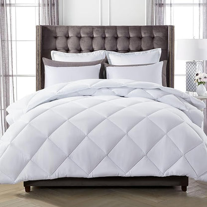 Decroom Lightweight Queen Comforter Set with 2 Pillow Sham - 3 Pieces Set - Quilted Down Alternative Comforter/Duvet Insert for All Season - White - Queen Size