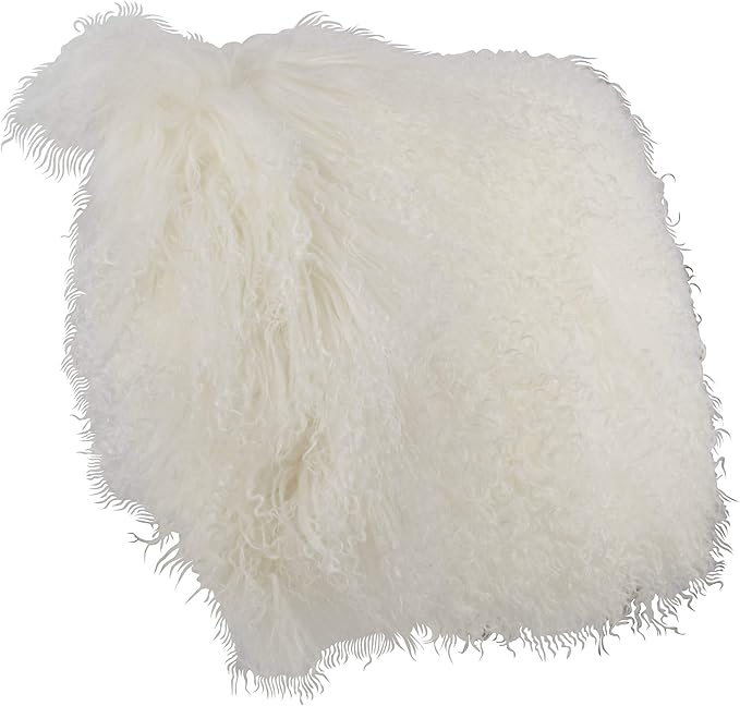 SARO LIFESTYLE Mongolian Lamb Fur Poly Filled Throw Pillow