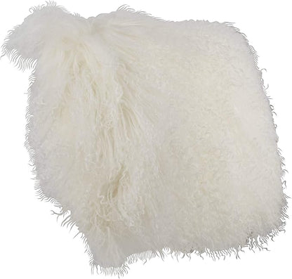 SARO LIFESTYLE Mongolian Lamb Fur Poly Filled Throw Pillow