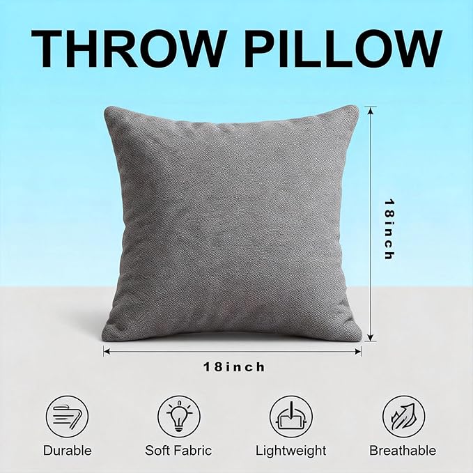 Decorative Couch Pillow Covers SofaThrow pillows with inserts included Bohemian-Style Country Cushion Cover Suitable for Beds, Sofas, Living Rooms, and Home Decor 2pack 18X18 inch.(Seagull Grey)