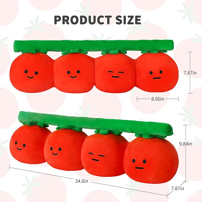 LANPU Cute Tomato Throw Pillow, Soft Plush Fruit Cushion, Kawaii Decorative Pillow for Couch Bed Sofa, Fun Plush Home Decor Gift for Couch and Bed
