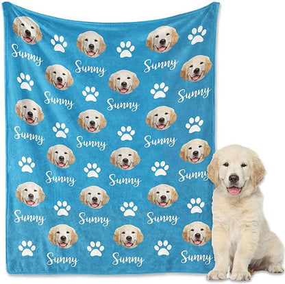 Personalized Dog Blanket, Customized Pet Blankets with Name Picture, Throw Blanket for Small Medium Large Dog Puppy Cat