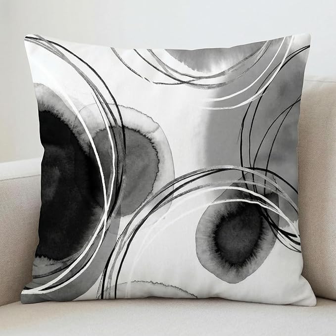 Americanflat 18x18 Throw Pillow with Sewn-in Insert - All-in-One Decorative Pillows - No Cover Needed - Soft and Durable Cushion for Bed or Sofa - Polyester - Black and White