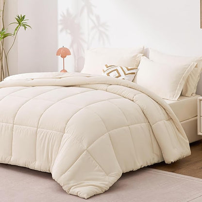 Love's cabin Twin XL Comforter Set Beige, 5 Pieces Twin XL Bed in a Bag, All Season Bedding Sets with 1 Comforter, 1 Flat Sheet, 1 Fitted Sheet, 1 Pillowcase and 1 Pillow Sham