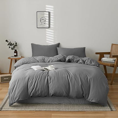 Cottonight Grey Comforter Sets Queen Dark Grey Comforter Queen Size Men Women Charcoal Grey Quilts Blanket Modern Solid Smoke Gray Bedding Comforter Set for Men Boys Adults