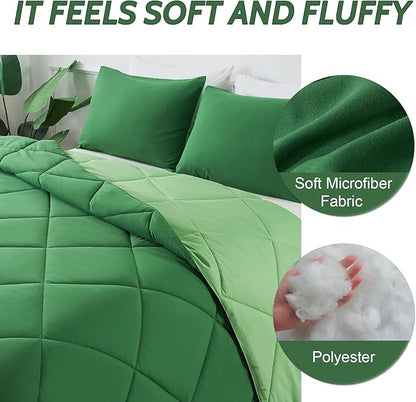 Decroom Lightweight Twin Comforter Set with 1 Pillow Sham - 2 Pieces Set - Quilted Down Alternative Comforter/Duvet Insert for All Season - Olive Green/Grass Green - Twin/Twin XL Size