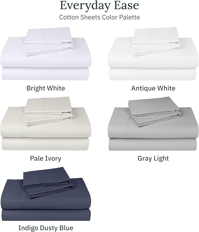 California Design Den 2-Pack Twin XL Sheet Sets 100% Cotton Sateen - 400 Thread Count - Soft and Breathable Sheets, 2 Sets of Deep Pocket Bed Sheets - Antique White