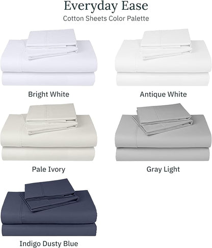 California Design Den 2-Pack Twin XL Sheet Sets 100% Cotton Sateen - 400 Thread Count - Soft and Breathable Sheets, 2 Sets of Deep Pocket Bed Sheets - Antique White