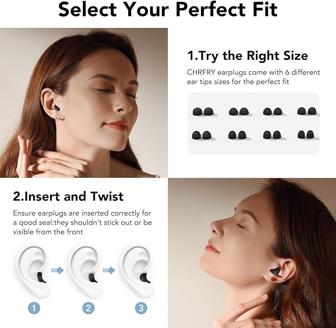 Ear Plugs for Sleeping, 45dB Noise Cancelling Ear Plugs for Noise Reduction, Concerts, Snoring, Sider Sleepers, Earplugs for Snoring, Shooting, Airplanes, Motorcycle, Musicians with 8 Eartips Case