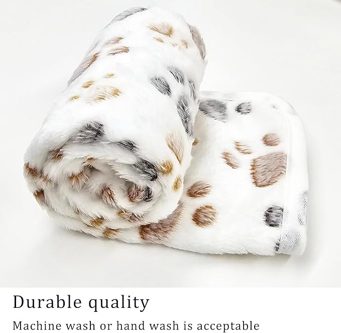 1 Pack 3 Blankets Super Soft Fluffy Premium Fleece Pet Blanket Flannel Paw Printed Throw for Dog Puppy Cat (Large 41x31'', Purple, Pink, Green)