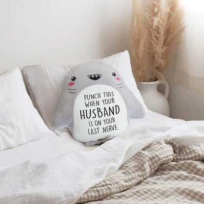 Valentines Day Gifts for Wife- Cute Shark Pillow- Wife Anniversary Birthday Gifts from Husband, Birthday/Bridal Shower Friend Gift for Women, Gag/White Elephant Gift for Adults, 15”×15”