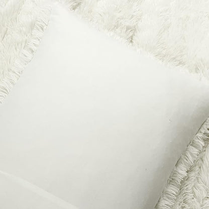 Lush Decor Emma Faux Fur Comforter 2 Piece Set Twin XL Ivory - Dorm Bedding Twin XL Comforter - Cream Comforters - College Dorm Essentials