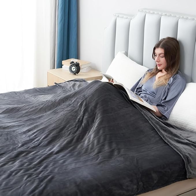 Electric Heated Blanket Full Size 72"x84",Fast Heating Throw, Soft Microplush for Bed & Couch, 10 Hours Auto Off & 5 Heating Levels, Machine Washable, Gifts for Grandma & Family-Mist Gray