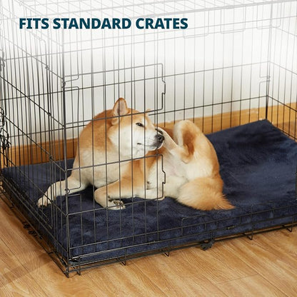 Dog Crate Pad - Dog Bed Large Sized Dogs with Removable Washable Cover and Waterproof Lining - Memory Foam Pet Bed for Crate - Reversible Kennel Mat (Cool & Warm), 36-inch, Dark Grey
