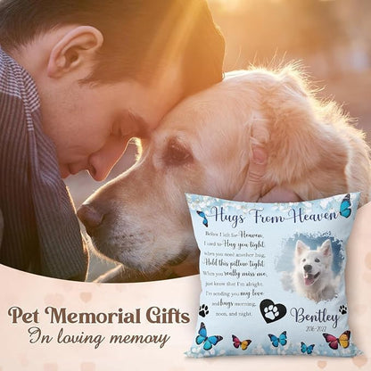 Q-Leo Personalized Pet Photo Memorial Throw Pillow (Insert Included) - Sympathy Gift for Loss of Dog, Pet Loss Comfort - Pillow Case Cover