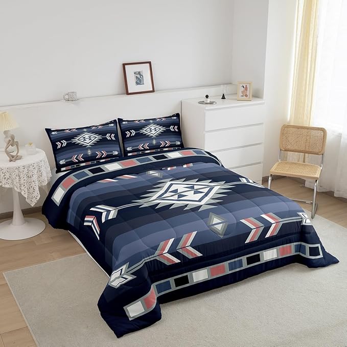 Erosebridal Southwestern Tribal Bedding Sets Toddler American Native Western Comforter Set for Boys Teen Adults Men,Boho Aztec Quilt Comforter Rustic Farmhouse Bed Set Cabin Lodge Decor 1 Pillow Case