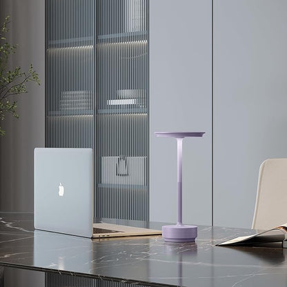 2 Pack Cordless Table Lamps Rechargeable, 5000mAh Portable LED Table Light, 3 Color Stepless Dimming Battery Powered Table Lamp, for Patio/Restaurant/Home/Outdoor.(Light Purple)