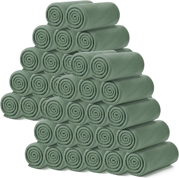 Kinlop Fleece Blanket Bulk 60 x 50 Inch Soft Lightweight Fleece Cozy Blanket Warm Throw Plush Pet Throw for Bed Couch Sofa Home Office Wedding Gifts Travel Camping(Gray Green)
