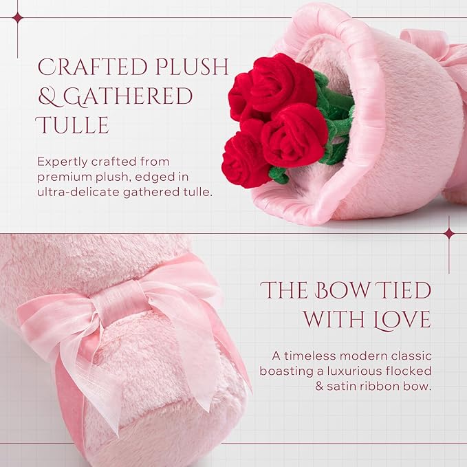 Phantoscope Valentine Pillows, Handcrafted Plush Rose Bouquet Shaped Pillow Valentines Day Decorations Throw Pillow for Home Living Room Sofa Couch, Pink, 10.5 X 10 Inches